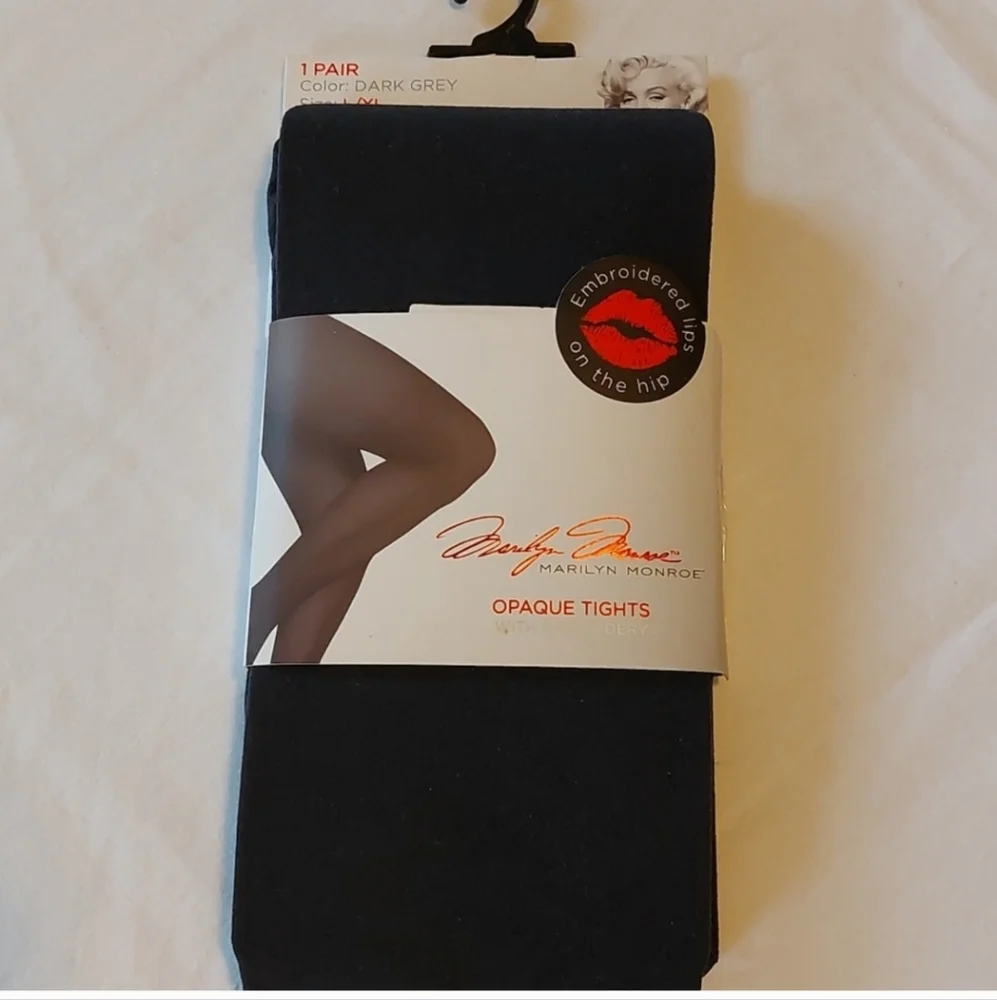 Marilyn Monroe Opaque Tights Dark Gray NEW XL